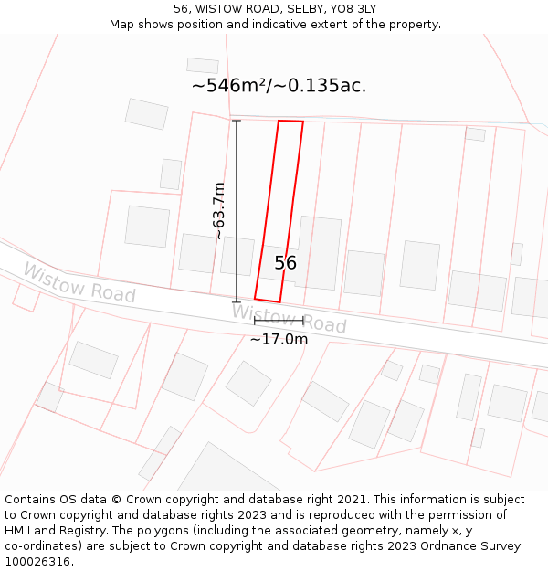 56, WISTOW ROAD, SELBY, YO8 3LY: Plot and title map