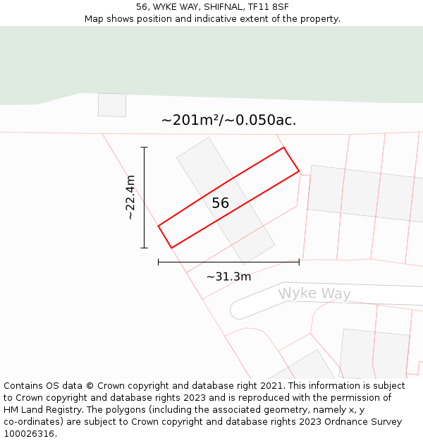 56, WYKE WAY, SHIFNAL, TF11 8SF: Plot and title map