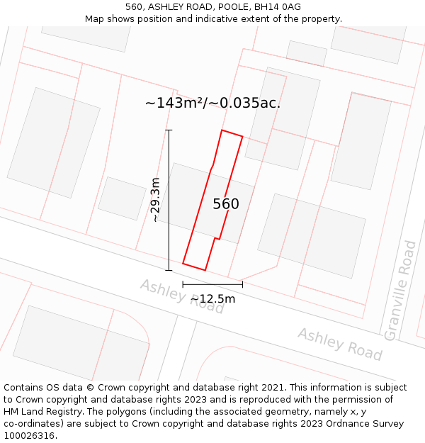 560, ASHLEY ROAD, POOLE, BH14 0AG: Plot and title map