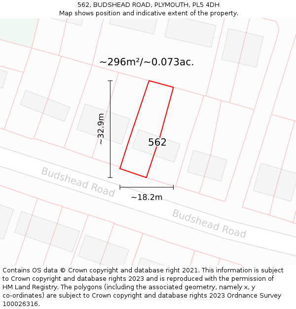 562, BUDSHEAD ROAD, PLYMOUTH, PL5 4DH: Plot and title map