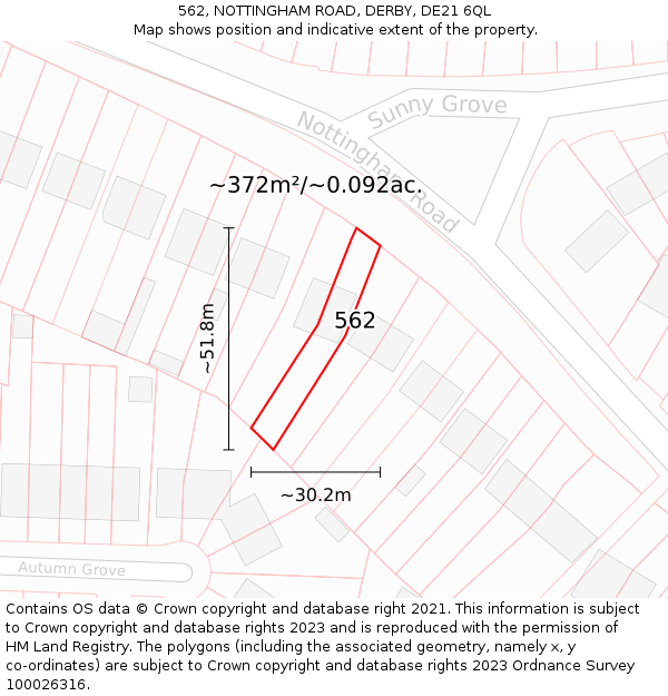 562, NOTTINGHAM ROAD, DERBY, DE21 6QL: Plot and title map