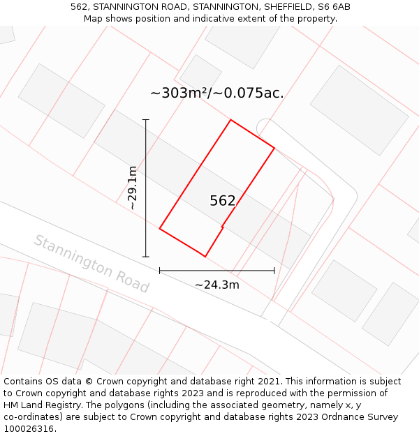 562, STANNINGTON ROAD, STANNINGTON, SHEFFIELD, S6 6AB: Plot and title map