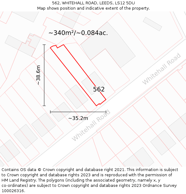 562, WHITEHALL ROAD, LEEDS, LS12 5DU: Plot and title map