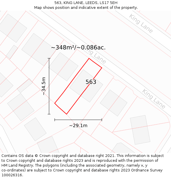 563, KING LANE, LEEDS, LS17 5EH: Plot and title map