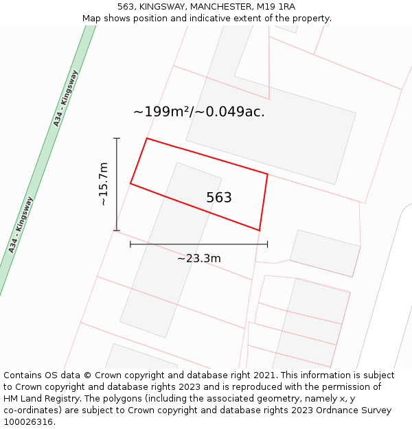 563, KINGSWAY, MANCHESTER, M19 1RA: Plot and title map