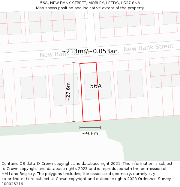 56A, NEW BANK STREET, MORLEY, LEEDS, LS27 8NA: Plot and title map