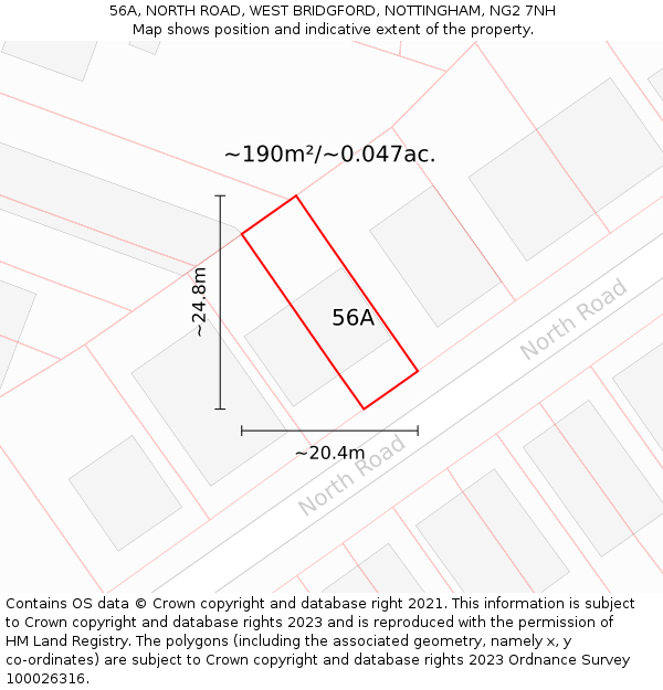 56A, NORTH ROAD, WEST BRIDGFORD, NOTTINGHAM, NG2 7NH: Plot and title map