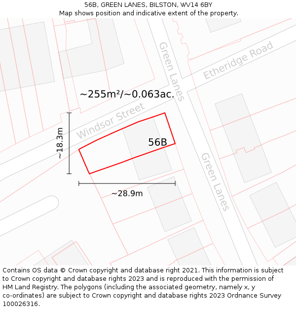 56B, GREEN LANES, BILSTON, WV14 6BY: Plot and title map