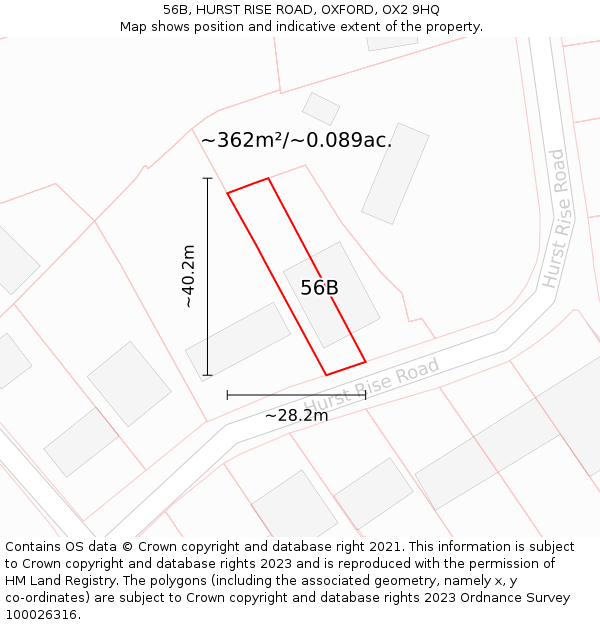 56B, HURST RISE ROAD, OXFORD, OX2 9HQ: Plot and title map