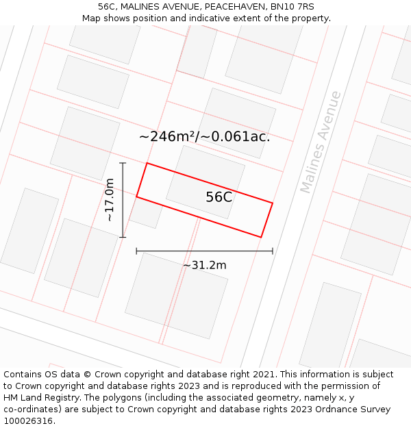 56C, MALINES AVENUE, PEACEHAVEN, BN10 7RS: Plot and title map