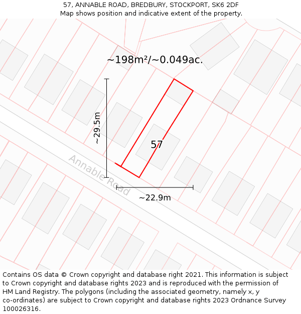 57, ANNABLE ROAD, BREDBURY, STOCKPORT, SK6 2DF: Plot and title map