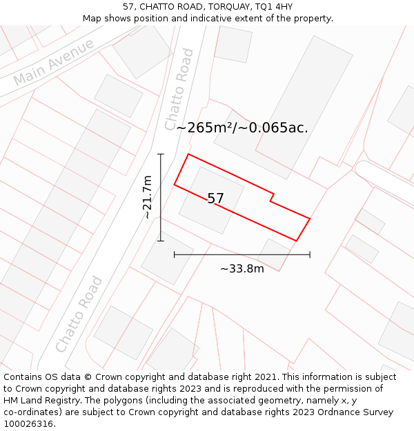 57, CHATTO ROAD, TORQUAY, TQ1 4HY: Plot and title map