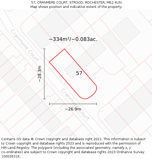 57, CRANMERE COURT, STROOD, ROCHESTER, ME2 4UN: Plot and title map