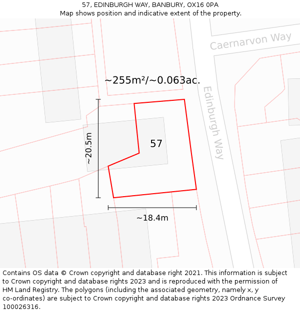 57, EDINBURGH WAY, BANBURY, OX16 0PA: Plot and title map