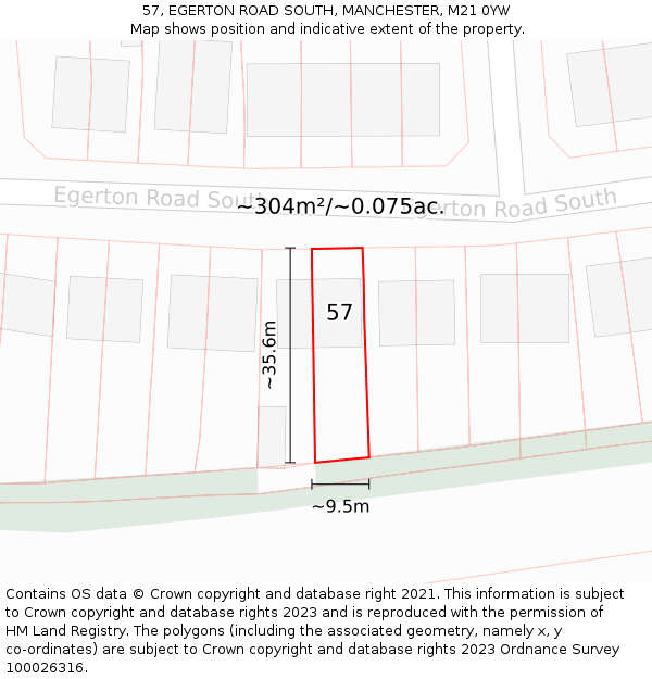 57, EGERTON ROAD SOUTH, MANCHESTER, M21 0YW: Plot and title map