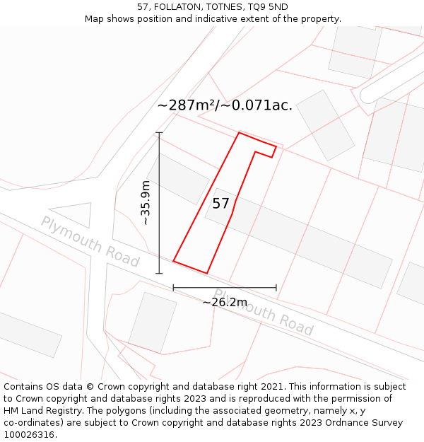 57, FOLLATON, TOTNES, TQ9 5ND: Plot and title map