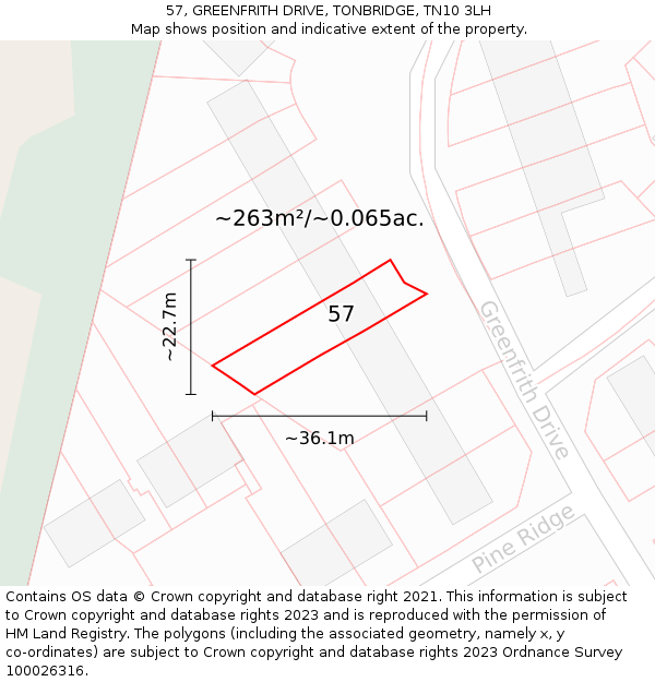 57, GREENFRITH DRIVE, TONBRIDGE, TN10 3LH: Plot and title map