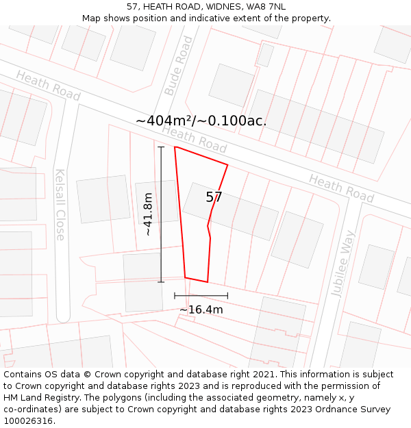 57, HEATH ROAD, WIDNES, WA8 7NL: Plot and title map