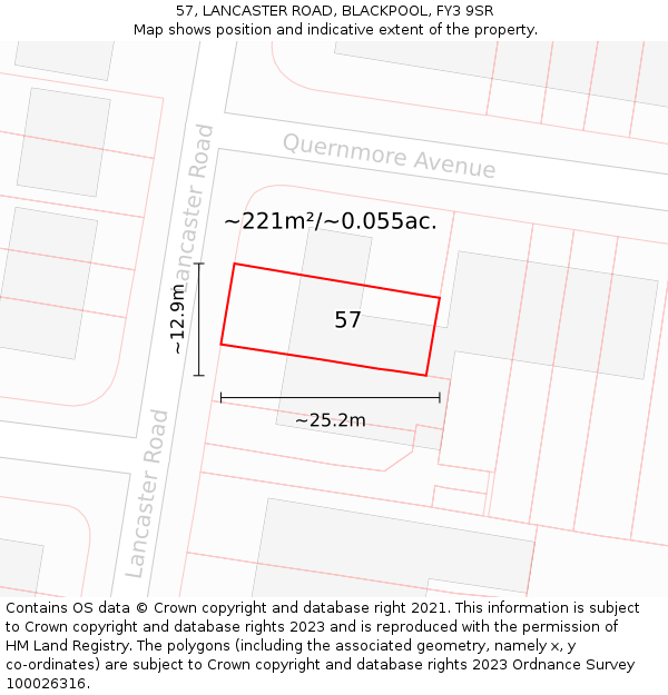 57, LANCASTER ROAD, BLACKPOOL, FY3 9SR: Plot and title map