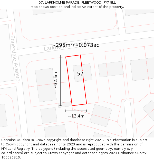 57, LARKHOLME PARADE, FLEETWOOD, FY7 8LL: Plot and title map