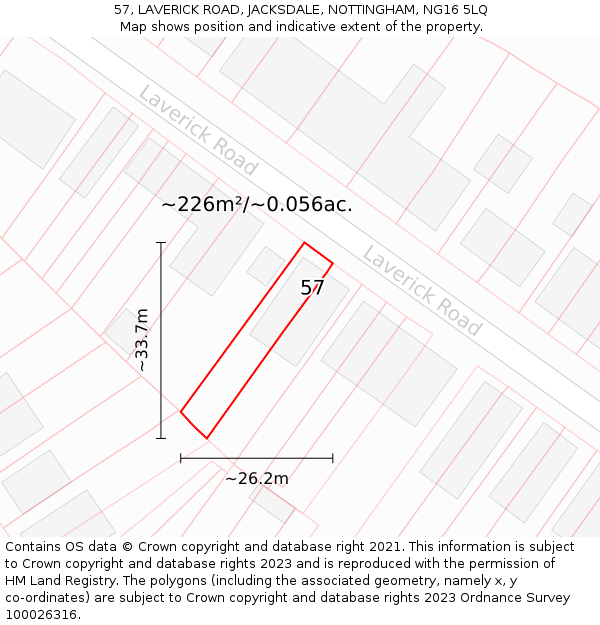 57, LAVERICK ROAD, JACKSDALE, NOTTINGHAM, NG16 5LQ: Plot and title map