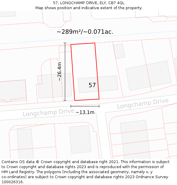 57, LONGCHAMP DRIVE, ELY, CB7 4QL: Plot and title map