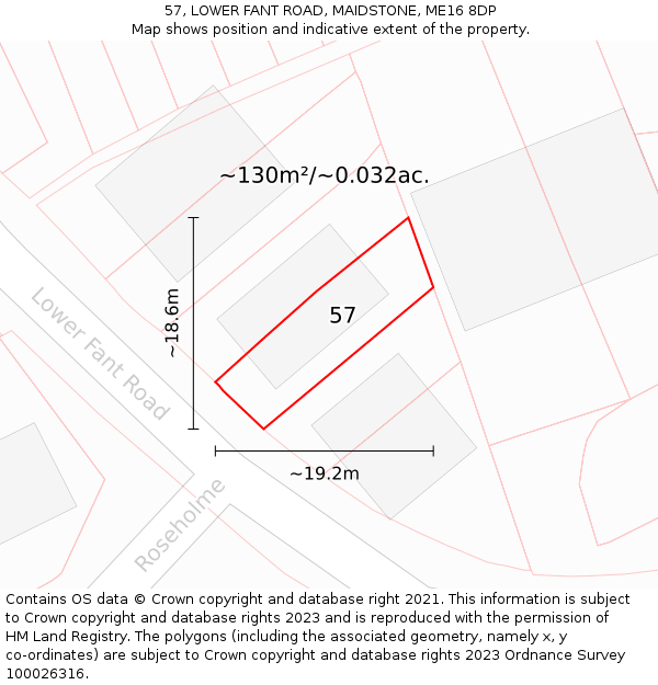 57, LOWER FANT ROAD, MAIDSTONE, ME16 8DP: Plot and title map