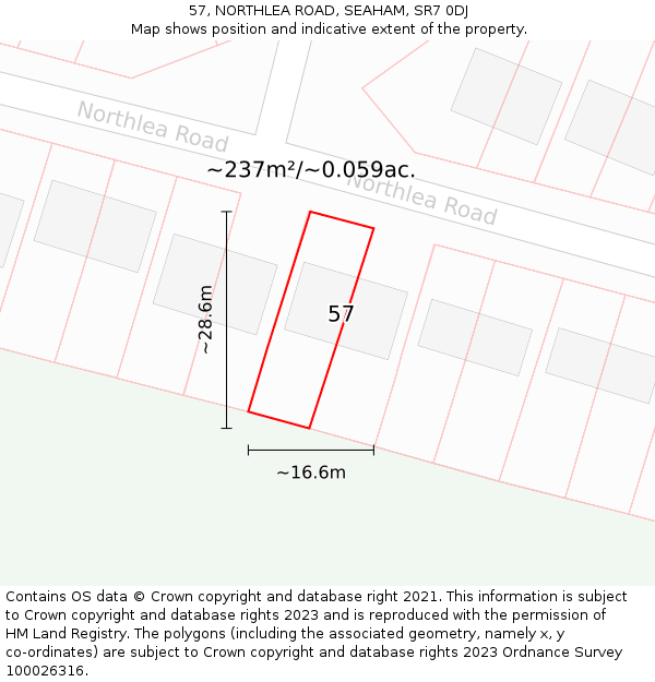 57, NORTHLEA ROAD, SEAHAM, SR7 0DJ: Plot and title map