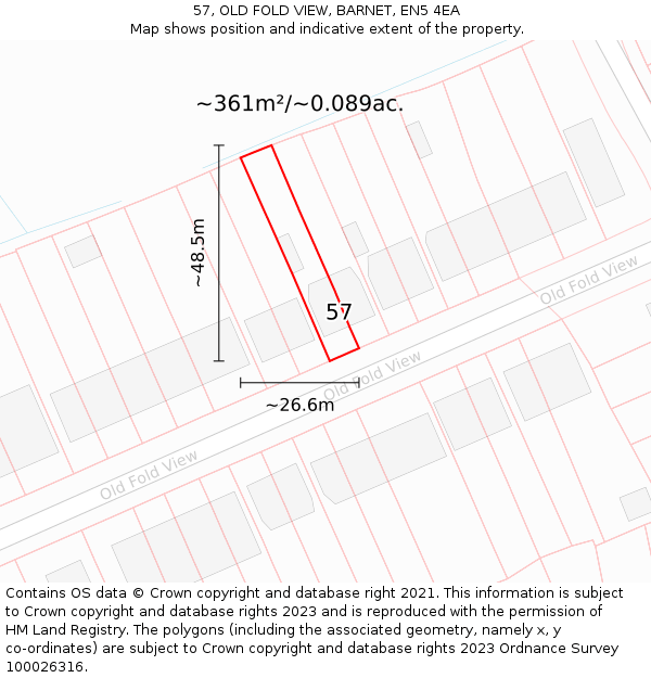 57, OLD FOLD VIEW, BARNET, EN5 4EA: Plot and title map