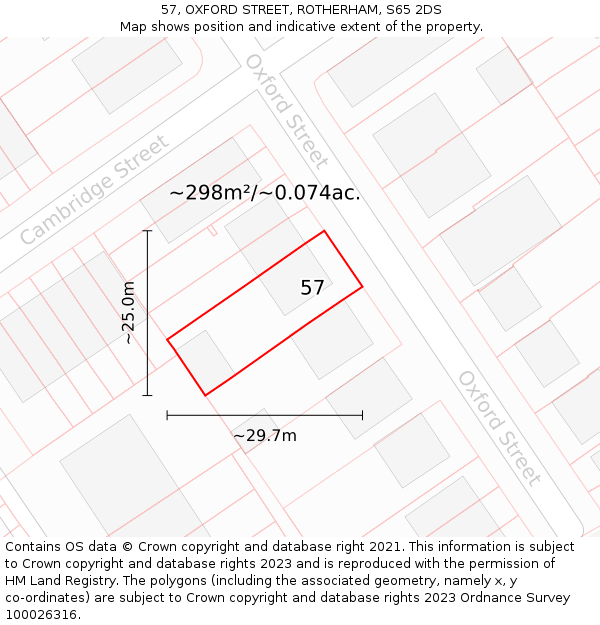 57, OXFORD STREET, ROTHERHAM, S65 2DS: Plot and title map