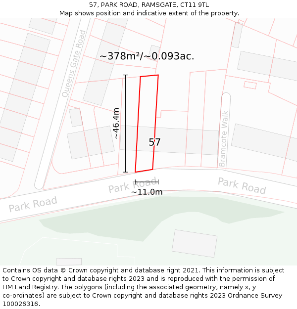 57, PARK ROAD, RAMSGATE, CT11 9TL: Plot and title map