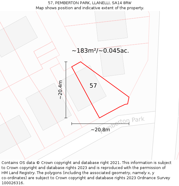 57, PEMBERTON PARK, LLANELLI, SA14 8RW: Plot and title map