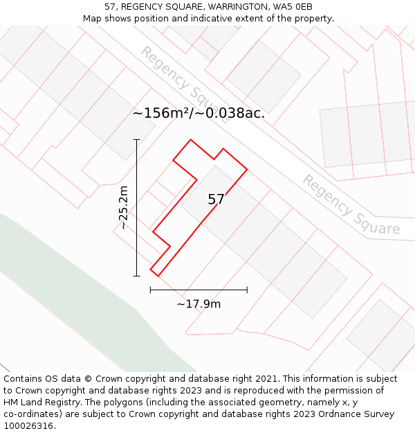 57, REGENCY SQUARE, WARRINGTON, WA5 0EB: Plot and title map