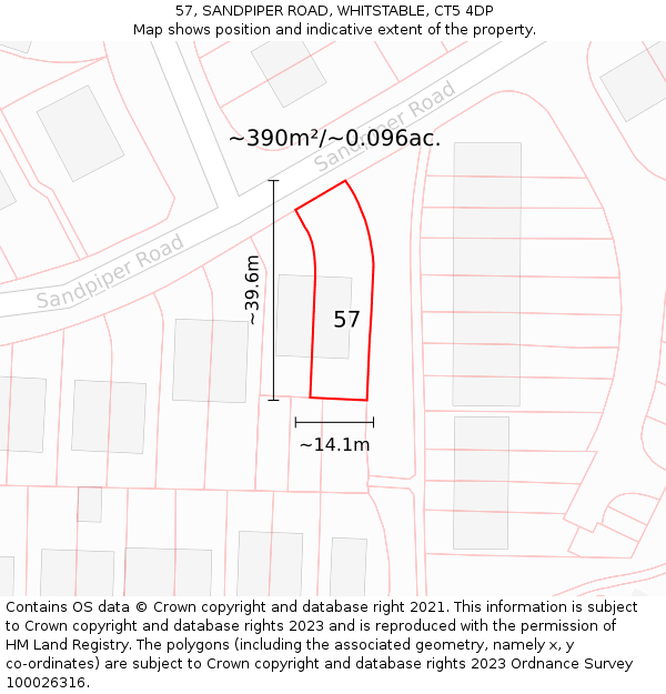 57, SANDPIPER ROAD, WHITSTABLE, CT5 4DP: Plot and title map