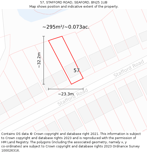 57, STAFFORD ROAD, SEAFORD, BN25 1UB: Plot and title map