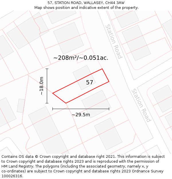 57, STATION ROAD, WALLASEY, CH44 3AW: Plot and title map