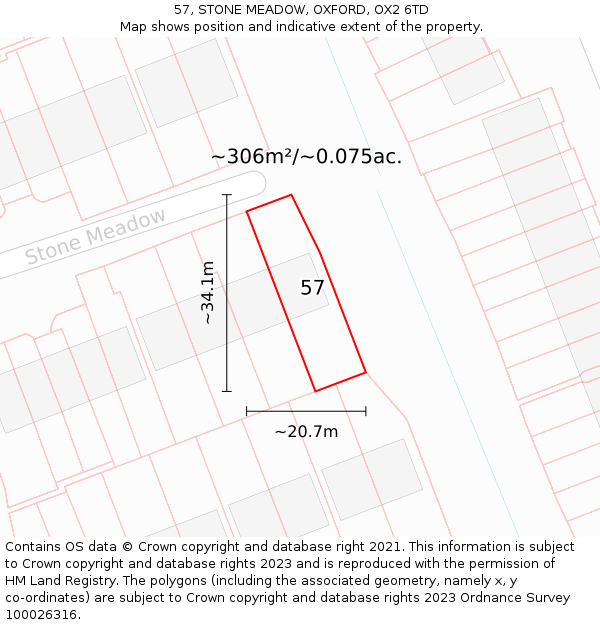 57, STONE MEADOW, OXFORD, OX2 6TD: Plot and title map