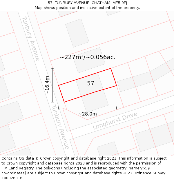 57, TUNBURY AVENUE, CHATHAM, ME5 9EJ: Plot and title map