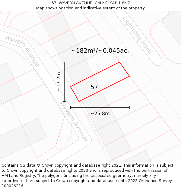 57, WYVERN AVENUE, CALNE, SN11 8NZ: Plot and title map