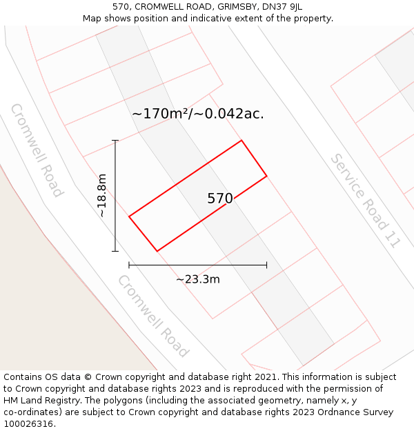 570, CROMWELL ROAD, GRIMSBY, DN37 9JL: Plot and title map