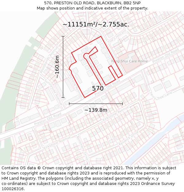 570, PRESTON OLD ROAD, BLACKBURN, BB2 5NP: Plot and title map