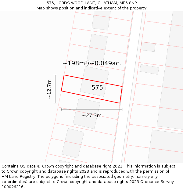 575, LORDS WOOD LANE, CHATHAM, ME5 8NP: Plot and title map