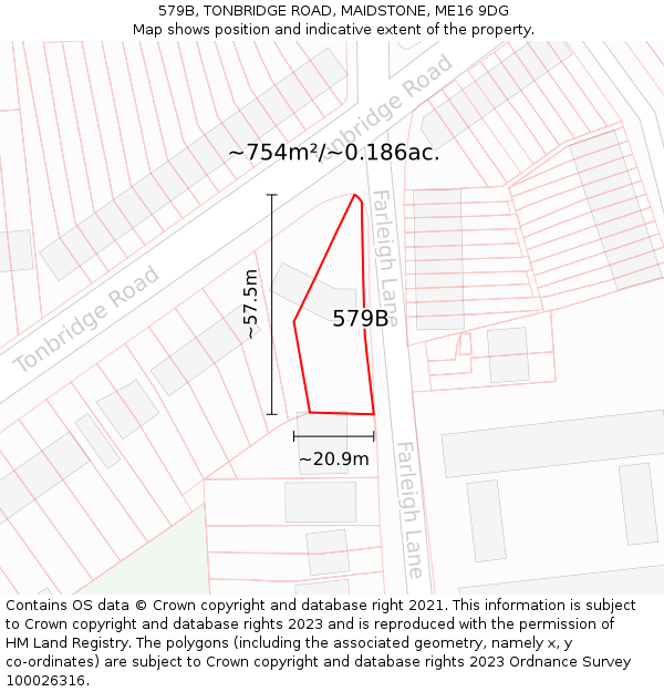 579B, TONBRIDGE ROAD, MAIDSTONE, ME16 9DG: Plot and title map