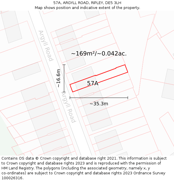 57A, ARGYLL ROAD, RIPLEY, DE5 3LH: Plot and title map