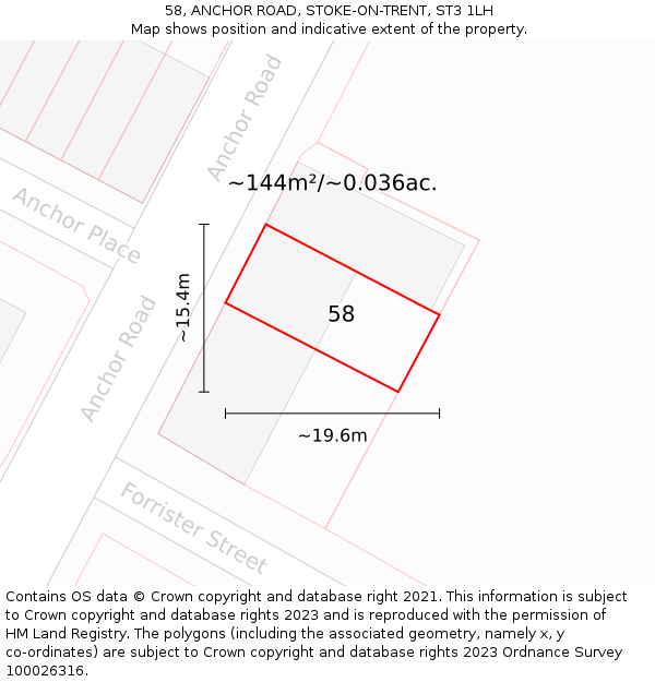 58, ANCHOR ROAD, STOKE-ON-TRENT, ST3 1LH: Plot and title map