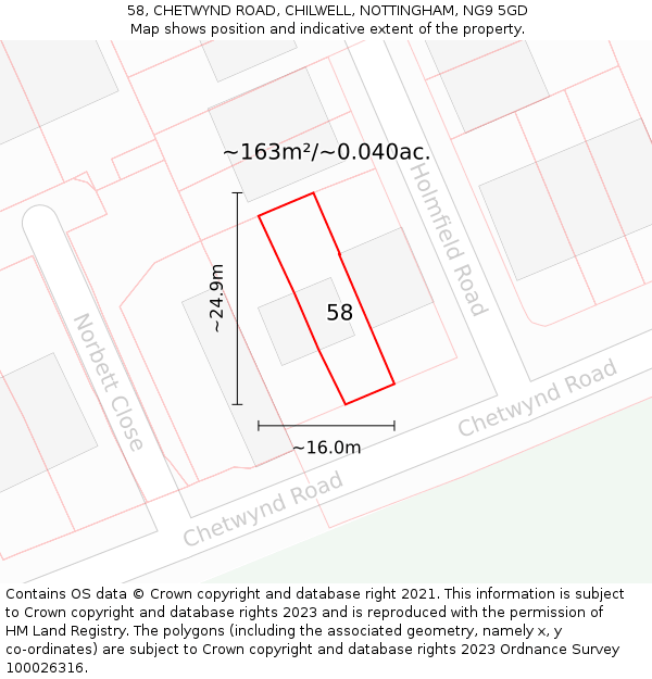 58, CHETWYND ROAD, CHILWELL, NOTTINGHAM, NG9 5GD: Plot and title map