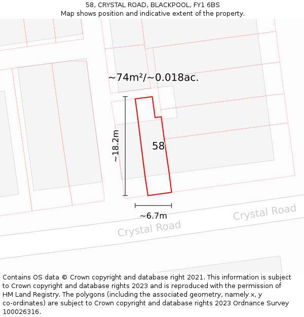 58, CRYSTAL ROAD, BLACKPOOL, FY1 6BS: Plot and title map