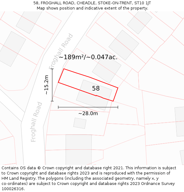 58, FROGHALL ROAD, CHEADLE, STOKE-ON-TRENT, ST10 1JT: Plot and title map