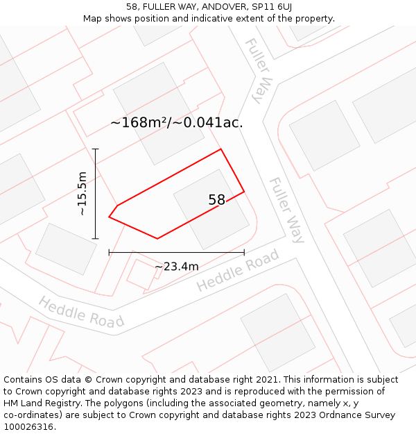 58, FULLER WAY, ANDOVER, SP11 6UJ: Plot and title map