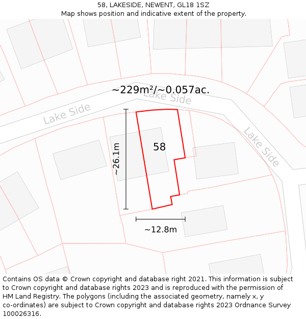 58, LAKESIDE, NEWENT, GL18 1SZ: Plot and title map